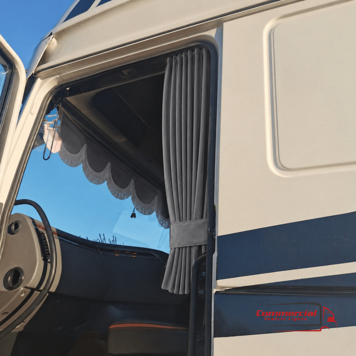 BoutiqueduRoutier™ | Jeu de rideaux de camion gris