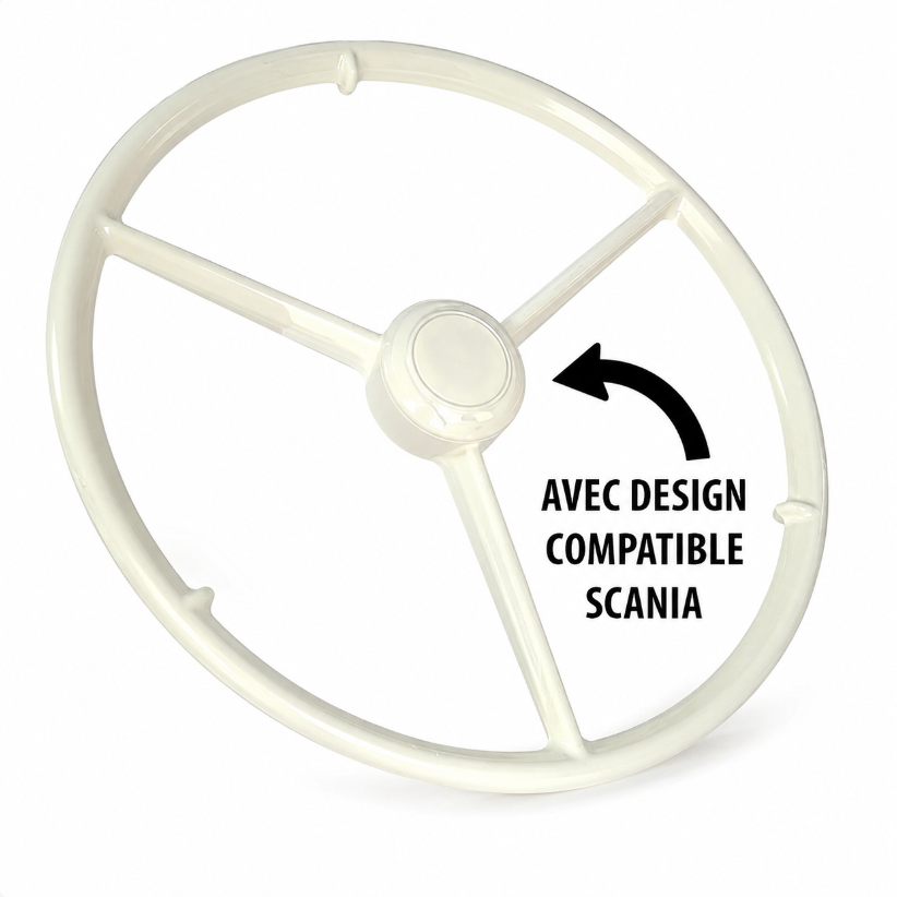 BoutiqueduRoutier™ | 3-Spoke Steering Wheel Scania R/NextGen – White Griffin Logo