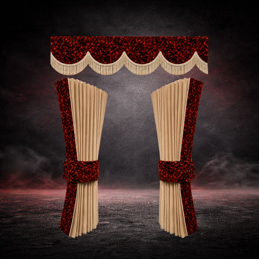 BoutiqueduRoutier™ | Ensemble de rideaux pour camion en peluche danoise rouge – Beige