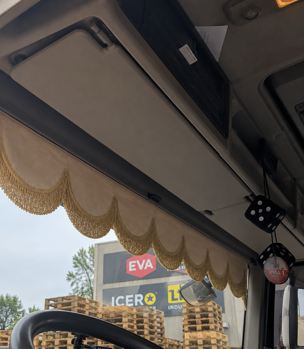 BoutiqueduRoutier™ | Truck Front Window Curtain Suede Look Beige