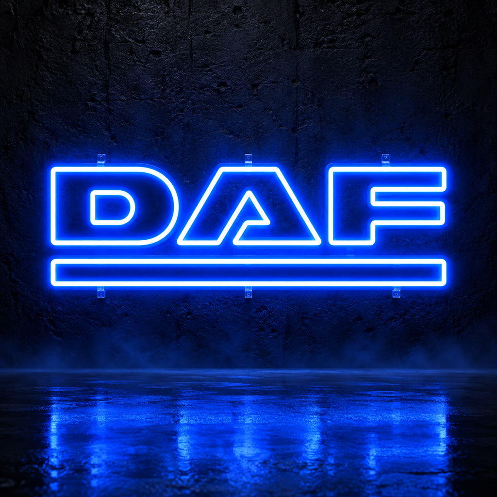DAF logo LED sign in blue