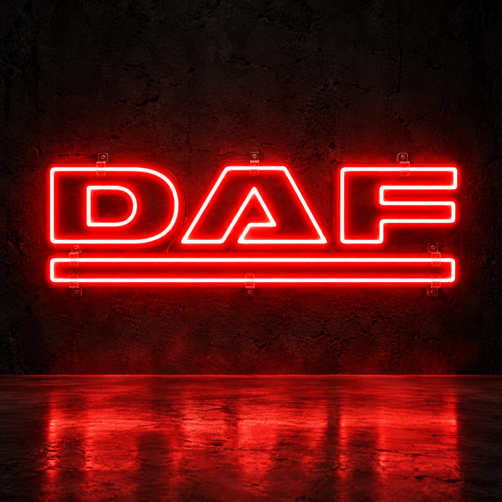 DAF logo LED sign in red