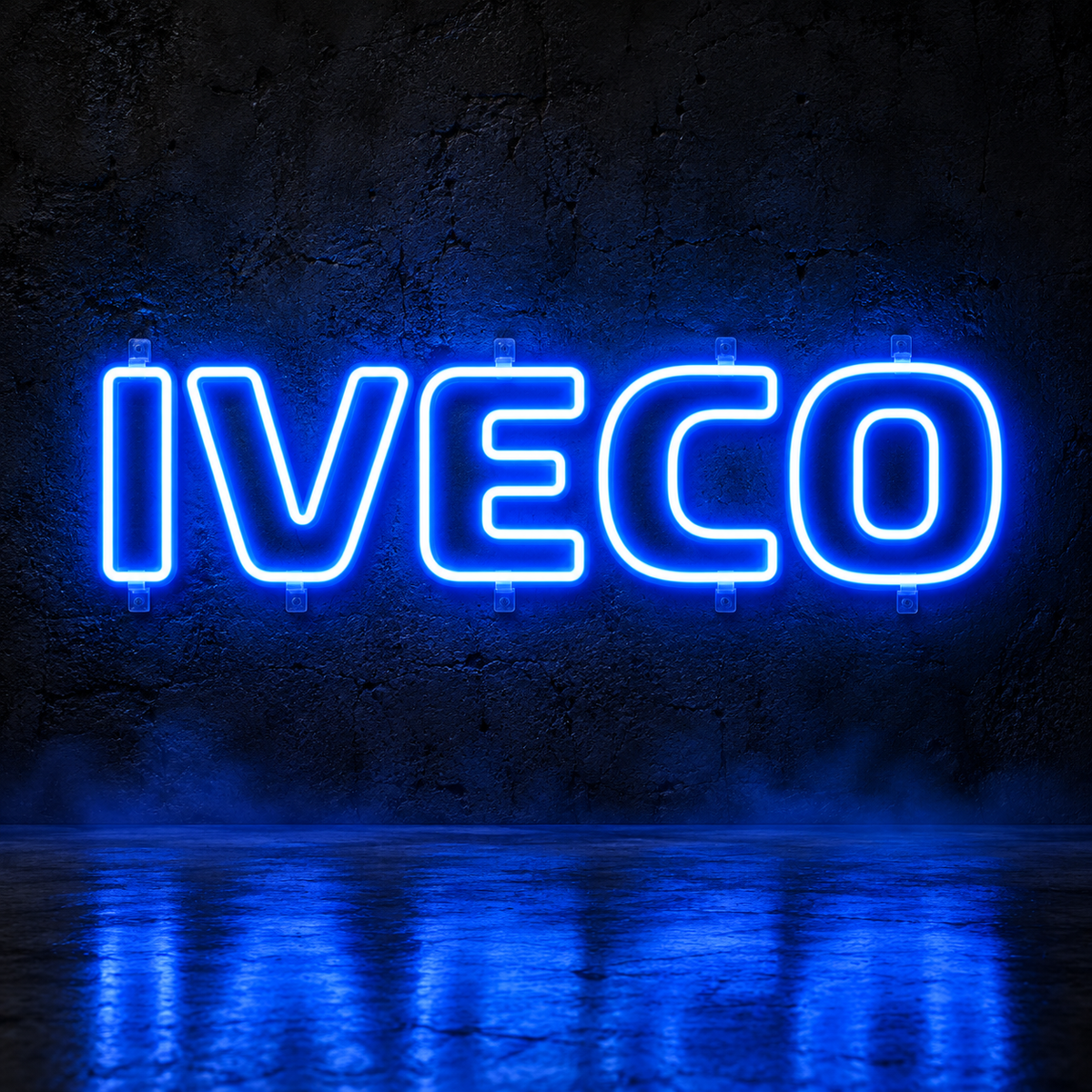 Iveco logo LED sign in blue