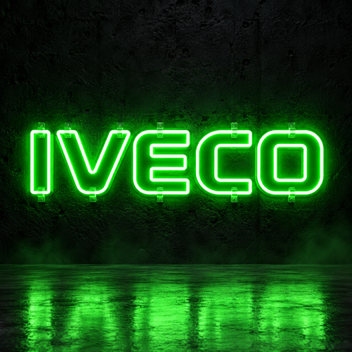 Iveco logo LED sign in green