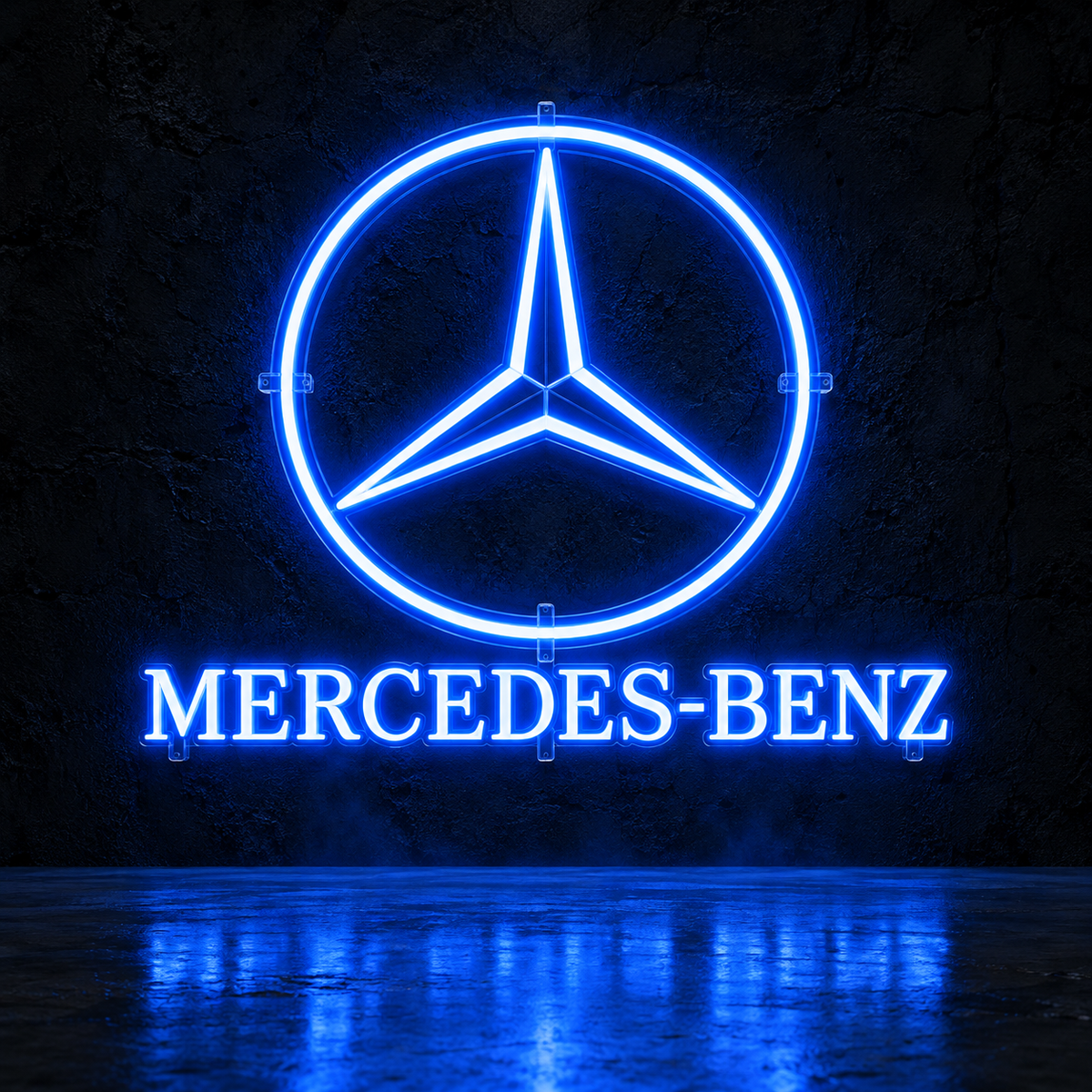 Mercedes-Benz logo LED sign in blue