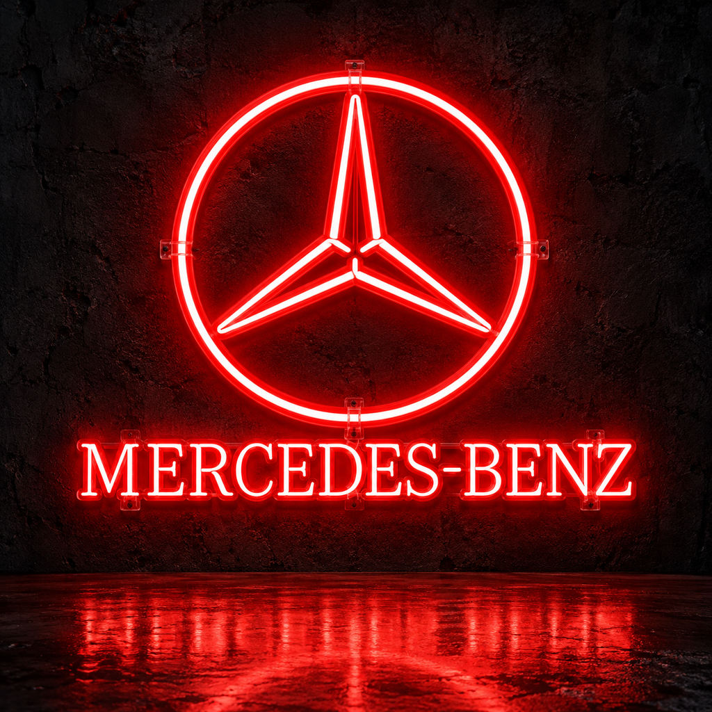 Mercedes-Benz logo LED sign in red