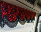 BoutiqueduRoutier™ | Truck Front Window Curtain Danish Plush Red