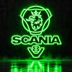 Scania V8 logo LED sign in green