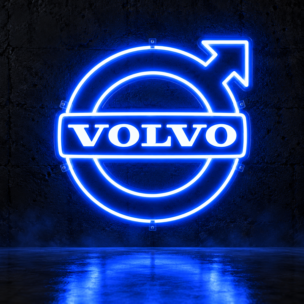 Volvo logo LED sign in blue