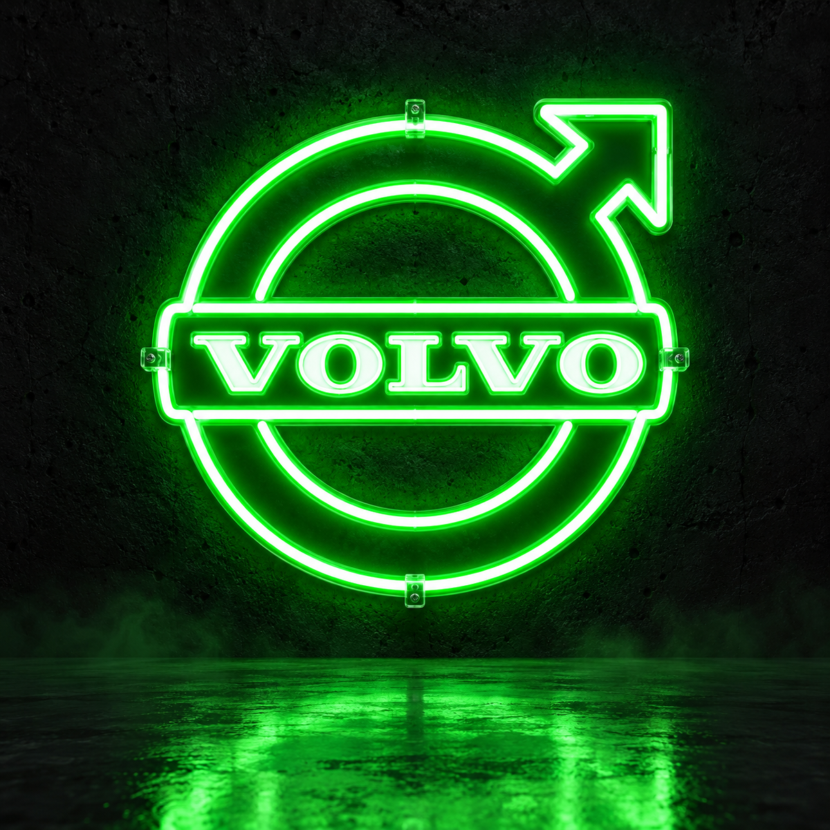 Volvo logo LED sign in green